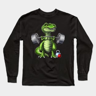 T-Rex Dinosaur Fitness Workout Long Sleeve T-Shirt